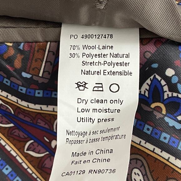 Tallia Men's 42 Long Suit Jacket Stretch Wool Blend Cream/Brown Plaid NEW - Picture 9 of 10